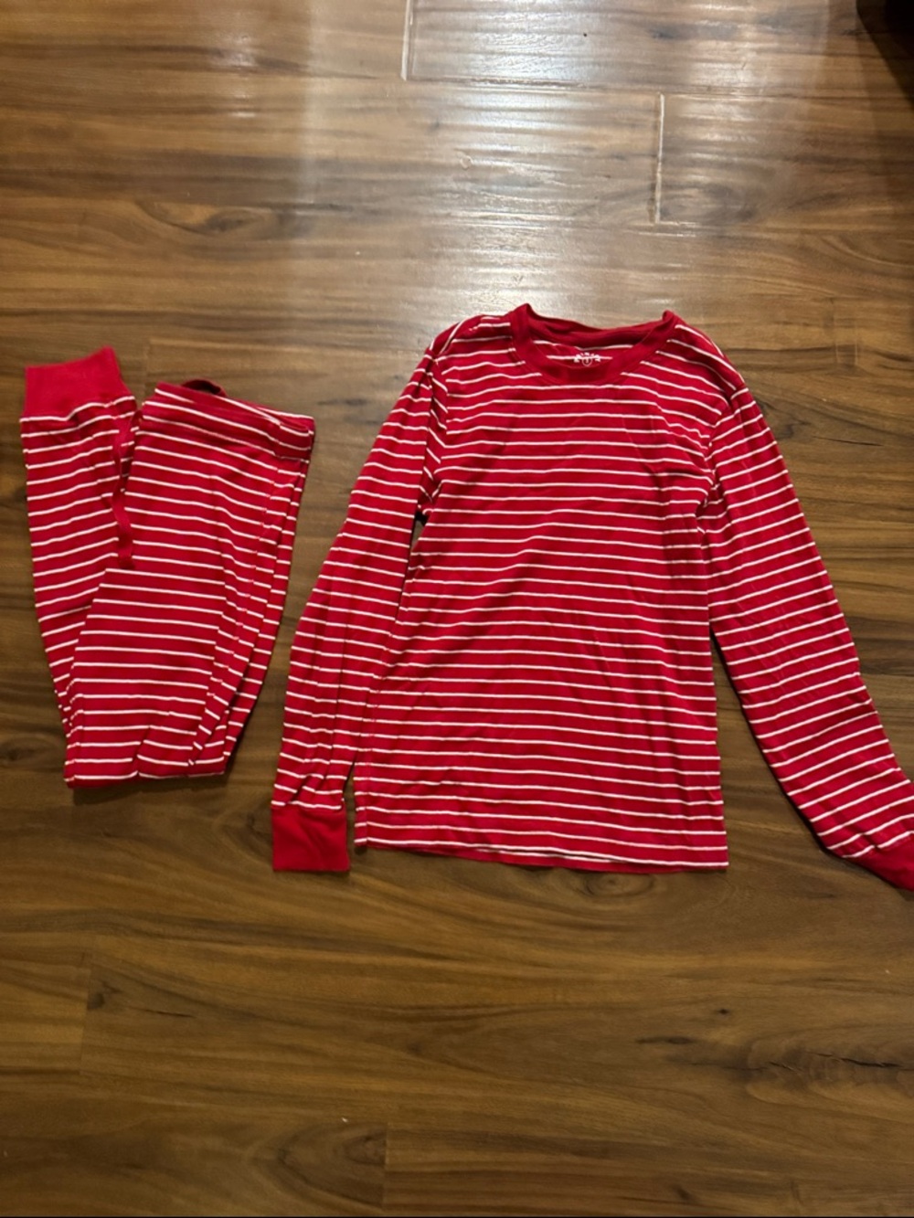 Primary Red and White Striped Womens Pajama Set